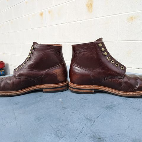 View photo of Grant Stone Diesel Boot in Horween Crimson Chromexcel