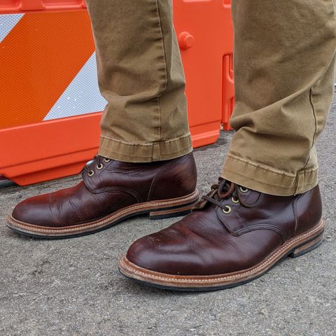 View photo of Grant Stone Diesel Boot in Horween Crimson Chromexcel