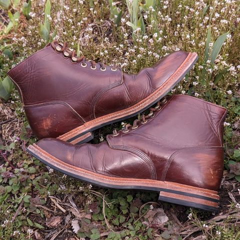 View photo of Grant Stone Diesel Boot in Horween Crimson Chromexcel