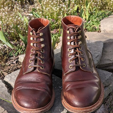 View photo of Grant Stone Diesel Boot in Horween Crimson Chromexcel