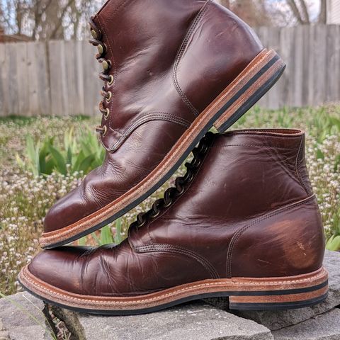 View photo of Grant Stone Diesel Boot in Horween Crimson Chromexcel