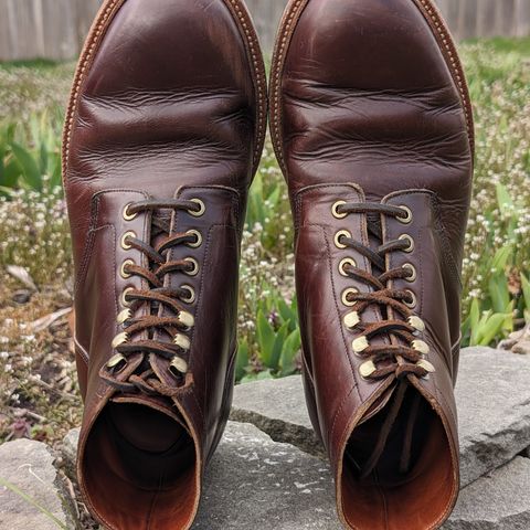 View photo of Grant Stone Diesel Boot in Horween Crimson Chromexcel