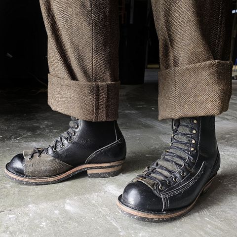 View photo of Frank's Boots Monkey Boot in Horween Black Essex