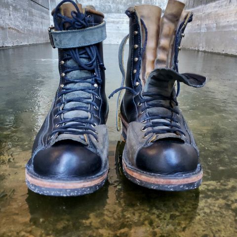 View photo of Frank's Boots Monkey Boot in Horween Black Essex