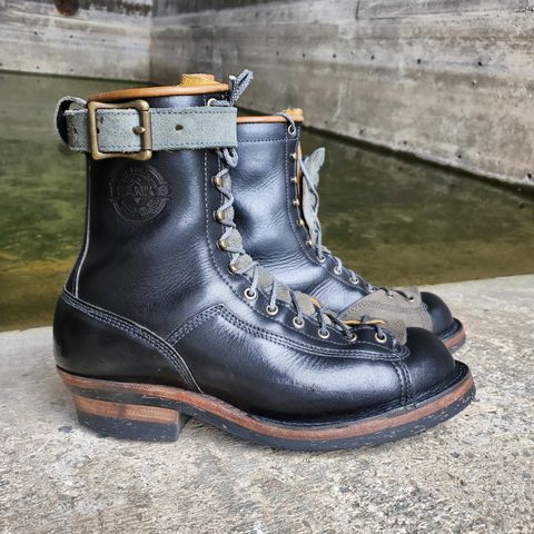 View photo of Frank's Boots Monkey Boot in Horween Black Essex