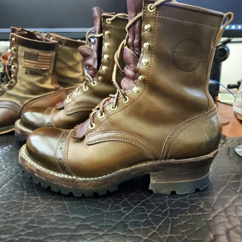 View photo of Frank's Boots Wilshire in Wicked & Craig Olive Harness