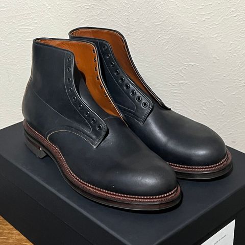 View photo of Viberg Navvy in Horween Black Washed Chromexcel