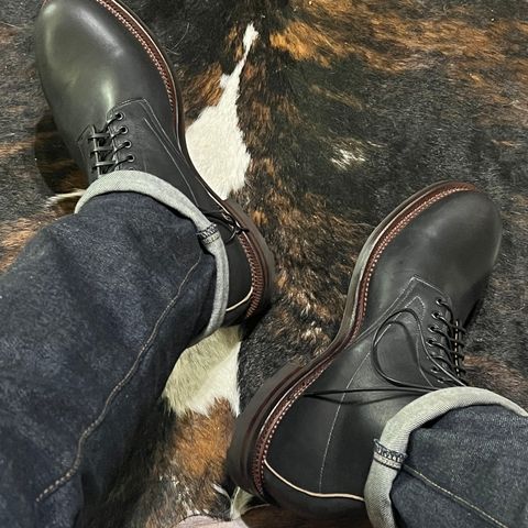 View photo of Viberg Navvy in Horween Black Washed Chromexcel