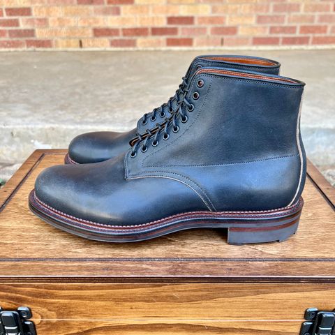 View photo of Viberg Navvy in Horween Black Washed Chromexcel