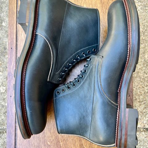 View photo of Viberg Navvy in Horween Black Washed Chromexcel