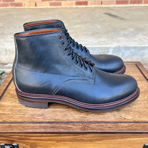 View photo of Viberg Navvy in Horween Black Washed Chromexcel