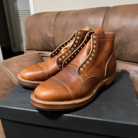 View photo of Viberg Service Boot in Horween English Tan Cypress