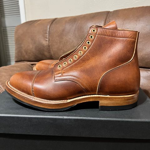 View photo of Viberg Service Boot in Horween English Tan Cypress