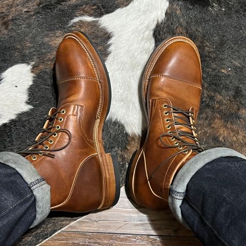 View photo of Viberg Service Boot in Horween English Tan Cypress