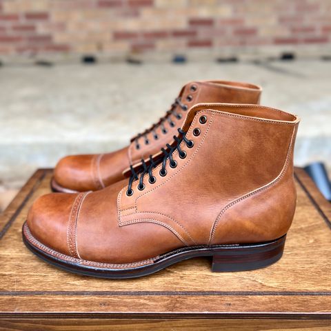 View photo of Viberg Service Boot in Conceria 800 Antique Oiled Vacchetta