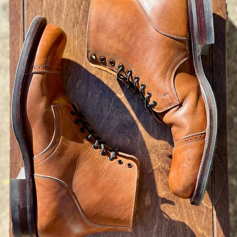 View photo of Viberg Service Boot in Conceria 800 Antique Oiled Vacchetta