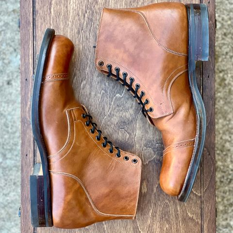 View photo of Viberg Service Boot in Conceria 800 Antique Oiled Vacchetta