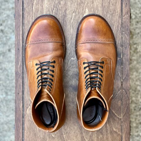 View photo of Viberg Service Boot in Conceria 800 Antique Oiled Vacchetta