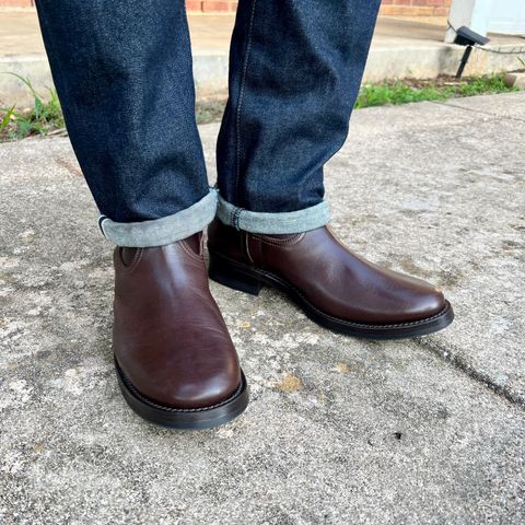 View photo of Addict Boots AB-05 Zip Western Boots in Brown Horsehide