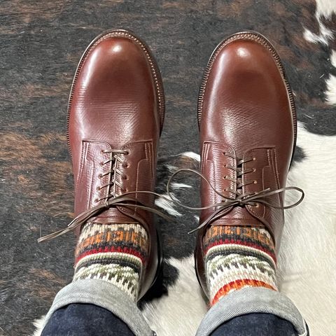 Viberg Rockland Blucher in J&FJ Baker Brown Russian Calf