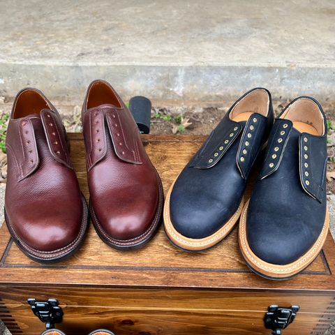 Viberg Rockland Blucher in J&FJ Baker Brown Russian Calf