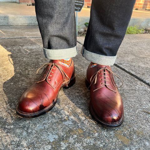 Viberg Rockland Blucher in J&FJ Baker Brown Russian Calf