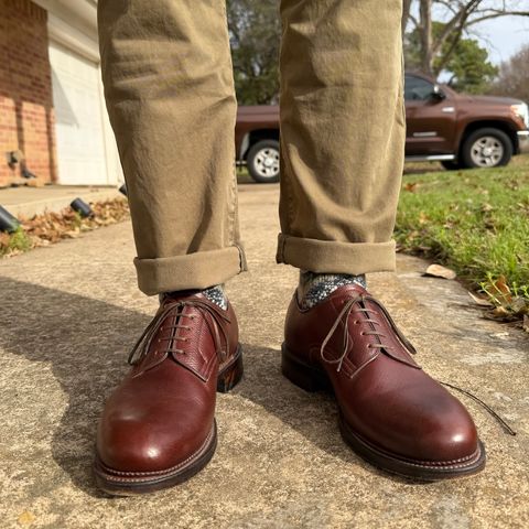 Viberg Rockland Blucher in J&FJ Baker Brown Russian Calf