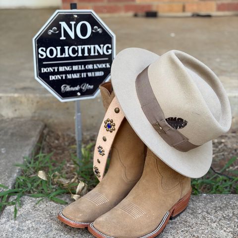 Rios of Mercedes Cowboy Boots in Horween Marine Field Roughout