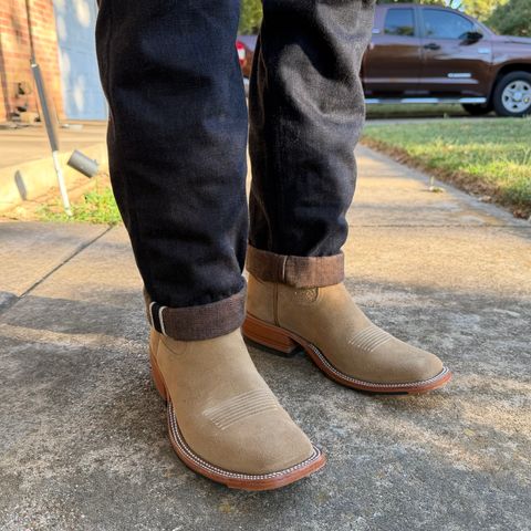 Rios of Mercedes Cowboy Boots in Horween Marine Field Roughout