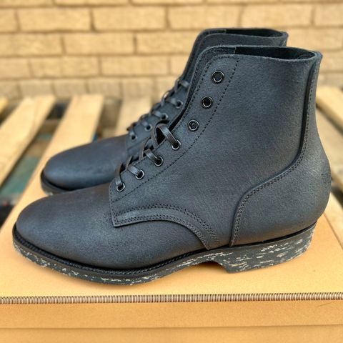 View photo of Clinch Yeager Boots in Black Gustave Roughout Cowhide