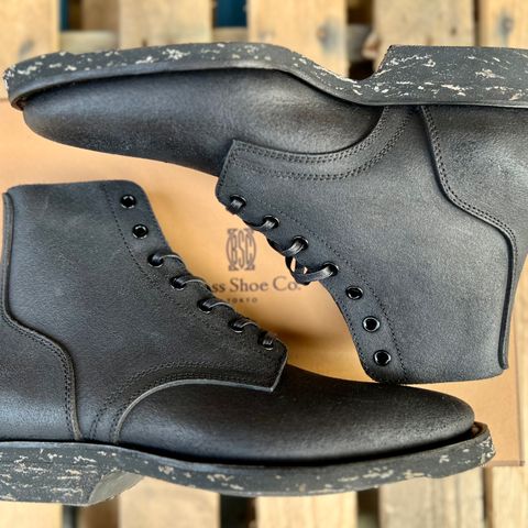 View photo of Clinch Yeager Boots in Black Gustave Roughout Cowhide