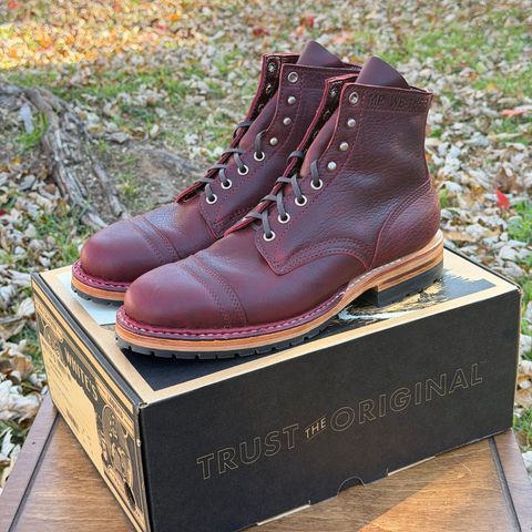 White's MP-Sherman Toe Cap in Gallun Black Cherry Shrunken Calf