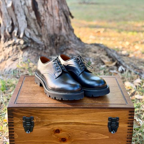 Viberg Bastion Oxford in Annonay Black Alpine Grain Calf