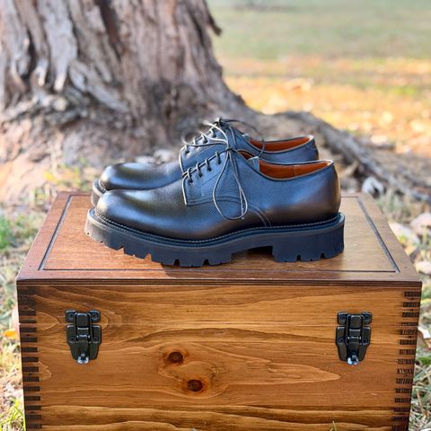 Viberg Bastion Oxford in Annonay Black Alpine Grain Calf