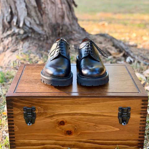 Viberg Bastion Oxford in Annonay Black Alpine Grain Calf
