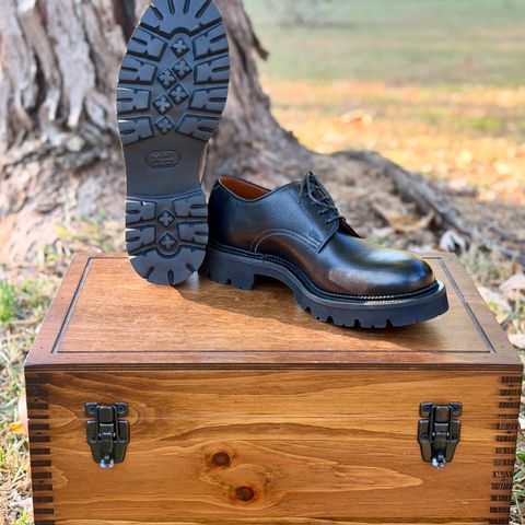 Viberg Bastion Oxford in Annonay Black Alpine Grain Calf