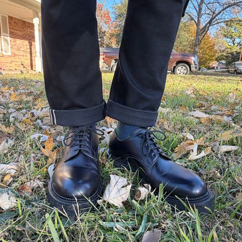 Viberg Bastion Oxford in Annonay Black Alpine Grain Calf