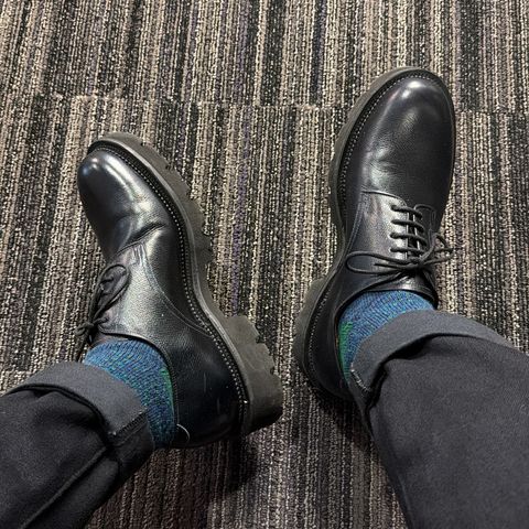 Viberg Bastion Oxford in Annonay Black Alpine Grain Calf