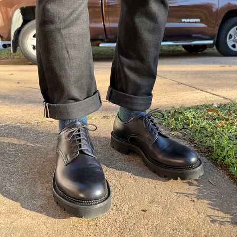 Viberg Bastion Oxford in Annonay Black Alpine Grain Calf