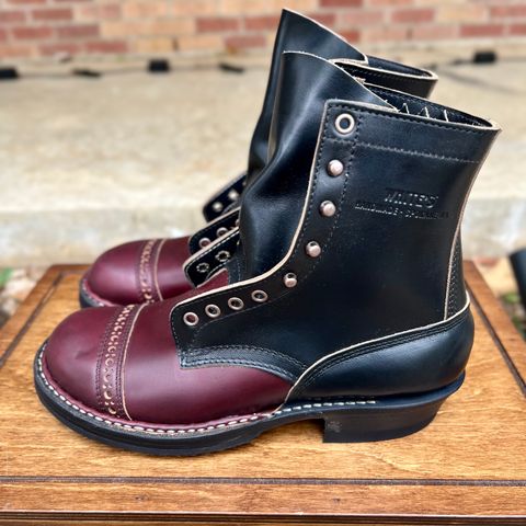 View photo of White's Bounty Hunter in Horween Black Chromexcel & Horween Burgundy Chromexcel