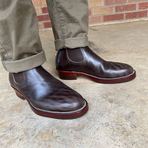 View photo of Briselblack The Seventh Chelsea Boot in Maryam Dark Brown Horsebutt