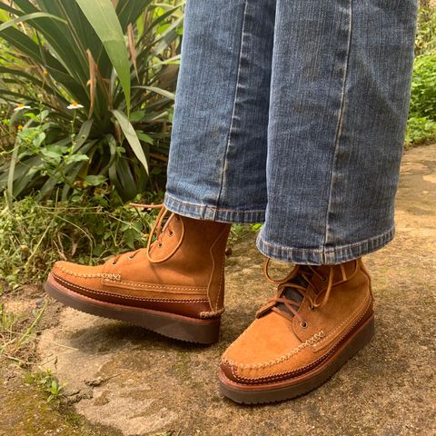 Yuketen Maine Guide DB Boots in Horween Full Grain Flesh-Out