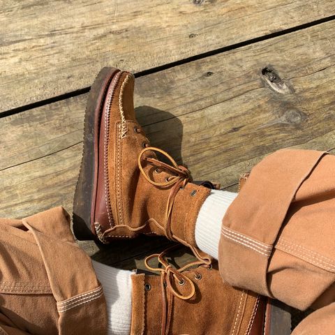 Yuketen Maine Guide DB Boots in Horween Full Grain Flesh-Out