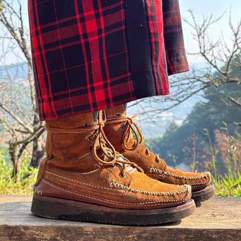 Yuketen Maine Guide DB Boots in Horween Full Grain Flesh-Out