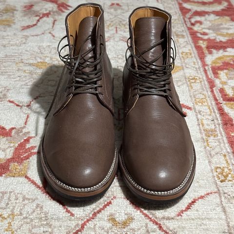 Viberg Derby Boot in Brown Glacé Deer