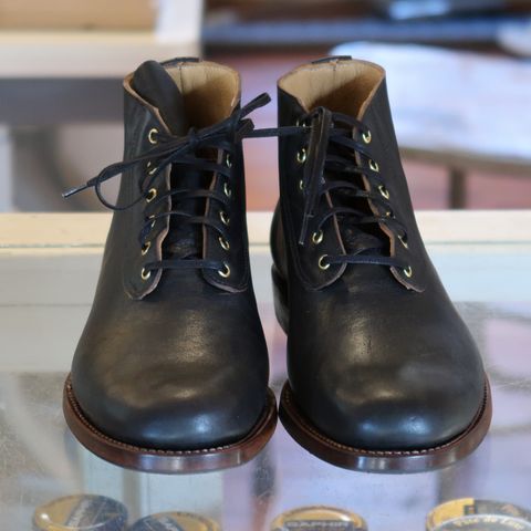 Unsung Prototype in Horween Black Wrangler Double Horsefront