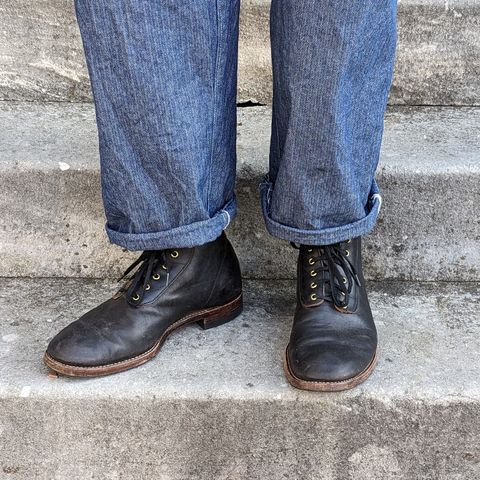 Unsung Prototype in Horween Black Wrangler Double Horsefront