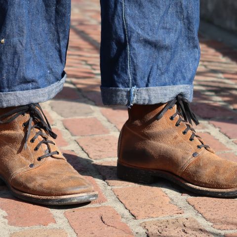 View photo of Unsung U 22-1 Slog Boot in Horween English Tan Dublin Roughout