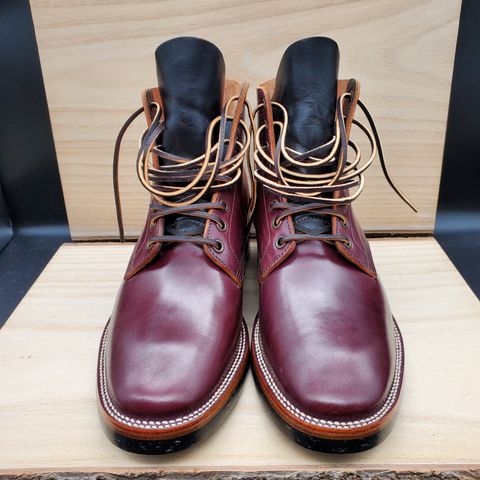 View photo of XBXS Escape Boots in Maryam Burgundy Horsebutt