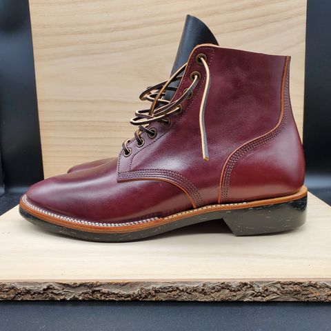 View photo of XBXS Escape Boots in Maryam Burgundy Horsebutt